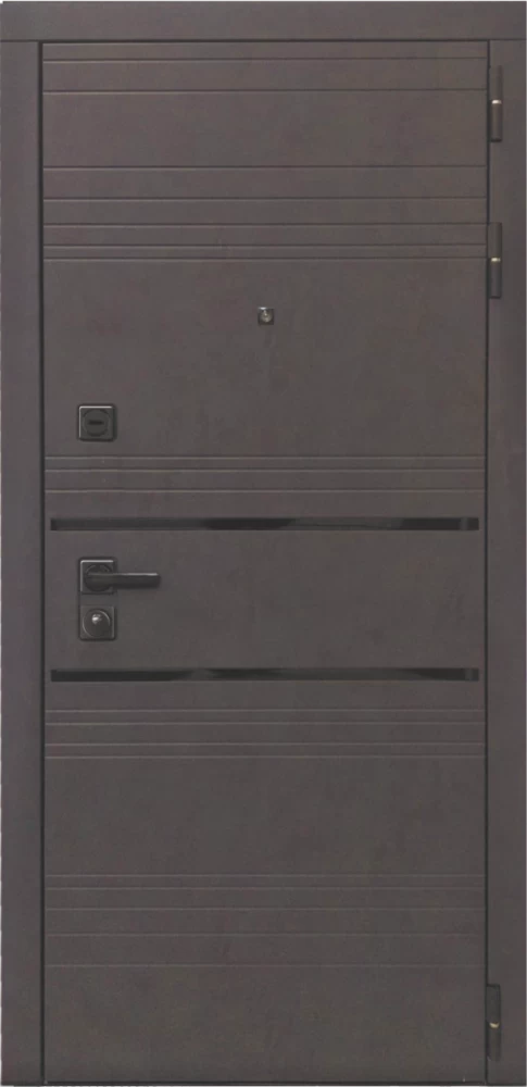 Входная дверь ДвериПРО L-43 Д-19 (16мм, Грецкий орех + черная патина винорит) DPRO196654 внешняя сторона