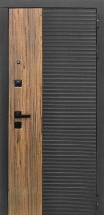 Входная дверь Модель L-46 ФЛ-659 (12мм, nussbaum+черная патина винорит) внешняя сторона